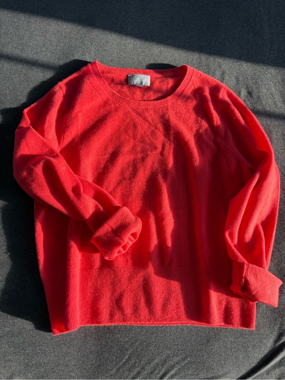 Pure Collection Cashmere Watermelon Pink Red Crew Neck Luxury Old Money Sweater